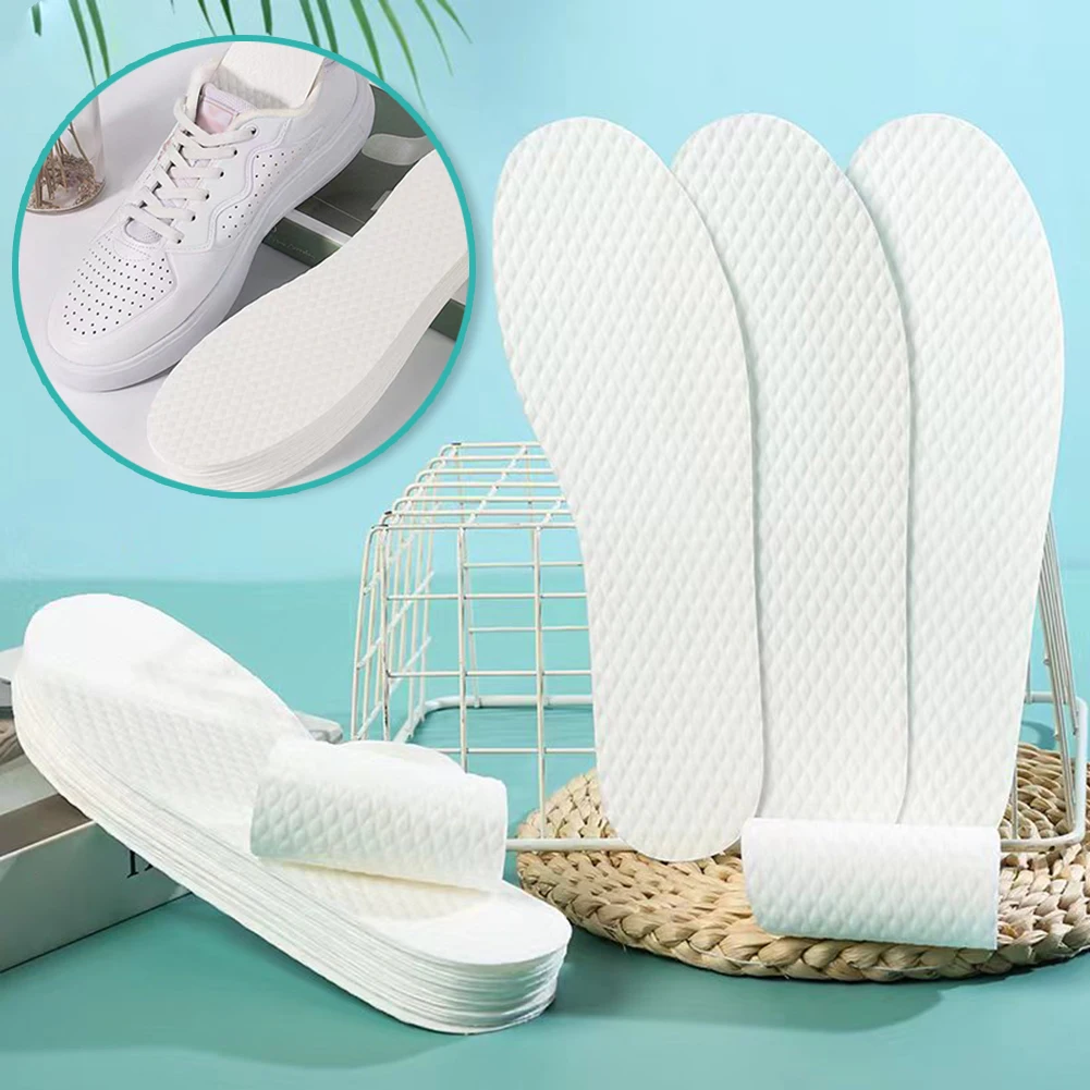 

1 Pairs Disposable Insoles Nature Wood Pulp Insoles Breathable Sweat White Color Comfortable Shoe Pad For Men And Women