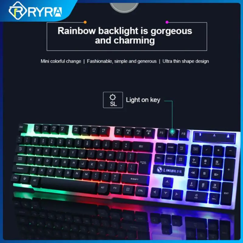 

RYRA Wired gaming Keyboard USB Type-C PC Gamer Mechanical Keyboard With RGB LRD Backlight Gaming Computer Keyboards For Laptop