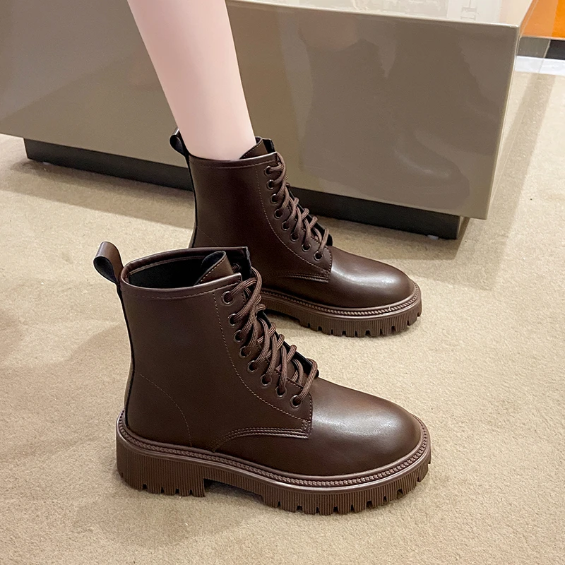 

Ботинки Lolita, женская обувь, зимняя обувь с круглым носком, ботинки на плоской подошве со шнуровкой, женские роскошные дизайнерские дамские б...