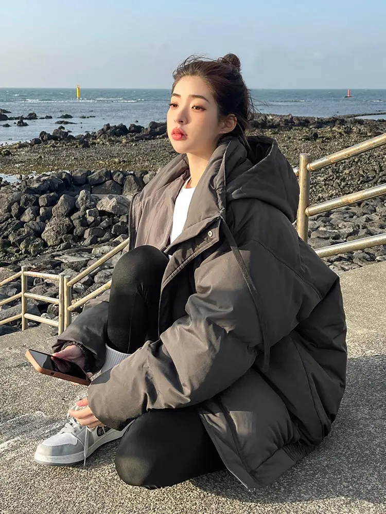 Vielleicht Short Parkas Women Thicken Daily Students Casual Winter Hooded All-match Korean Style Solid Hooded Bread Coat Outwear