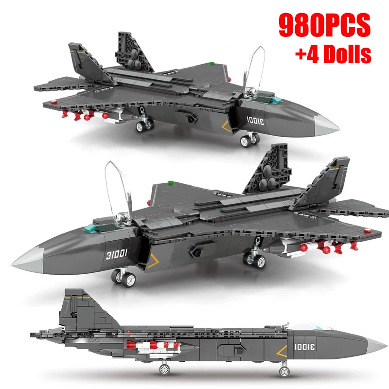 

980PCS City SEMBO BOCK WW2 Military Weapon Fighter Building Blocks Airplane Aircraft Helicopter Bricks Toys for Children Gift