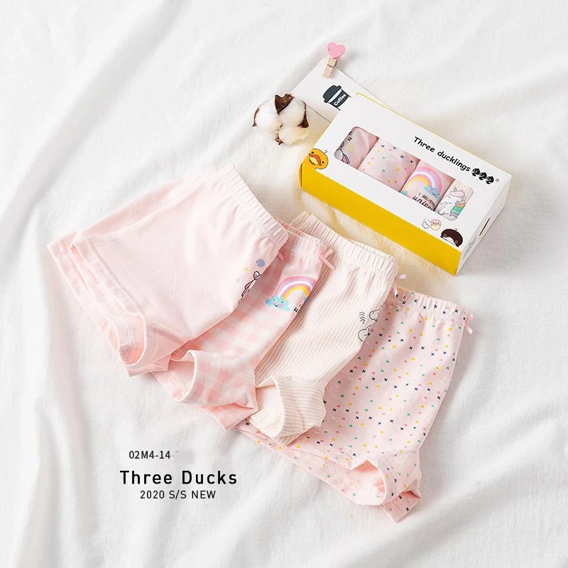 

3-8 years old three ducklings new cotton girls boxer / triangle underwear girls boxer pants
