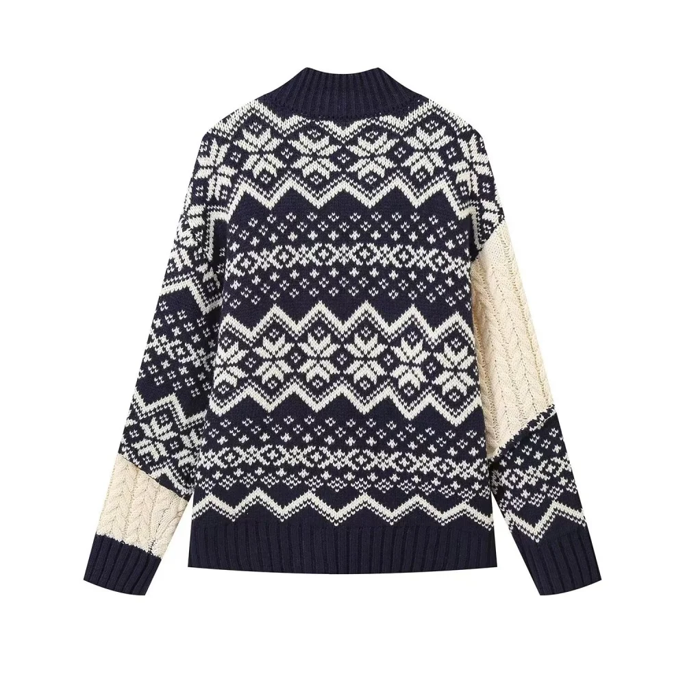 Женское жаккардовое вязаное пальто с восемью штанинами топ на молнии