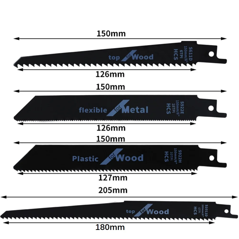 

4pc Reciprocating Saw Blades For Wood Plastic Pipe Angle Iron Conduit Cutting Metal Outdoor Cutting Power Tool Accessories