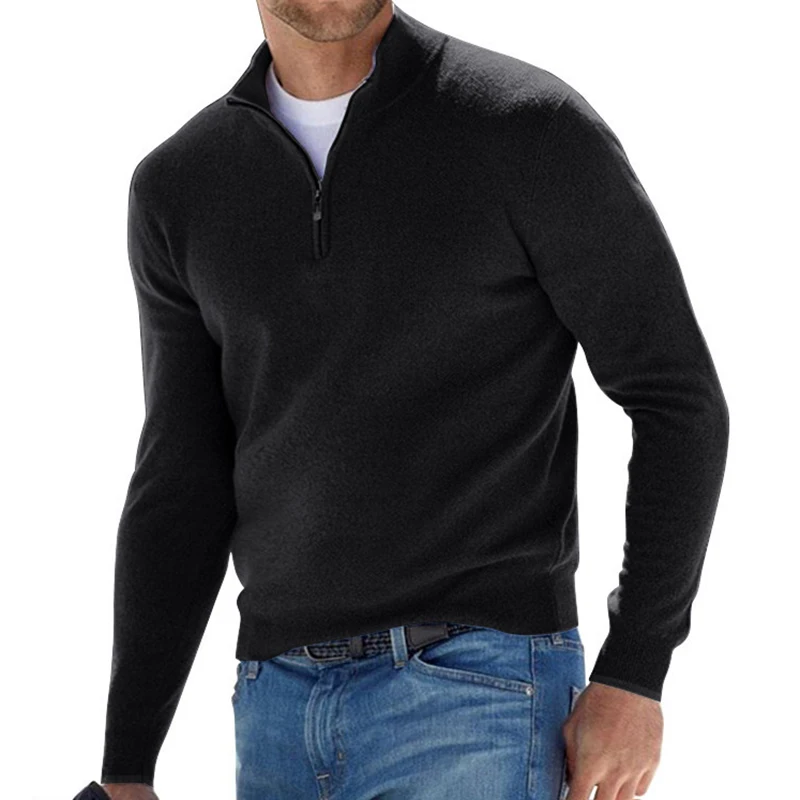 

Spring Mens Fashion Zipper Stand-collar Slim Sweatshirt Casual Long Sleeve Sweaters Jumper Solid Winter Men Woolen Tops Pullover