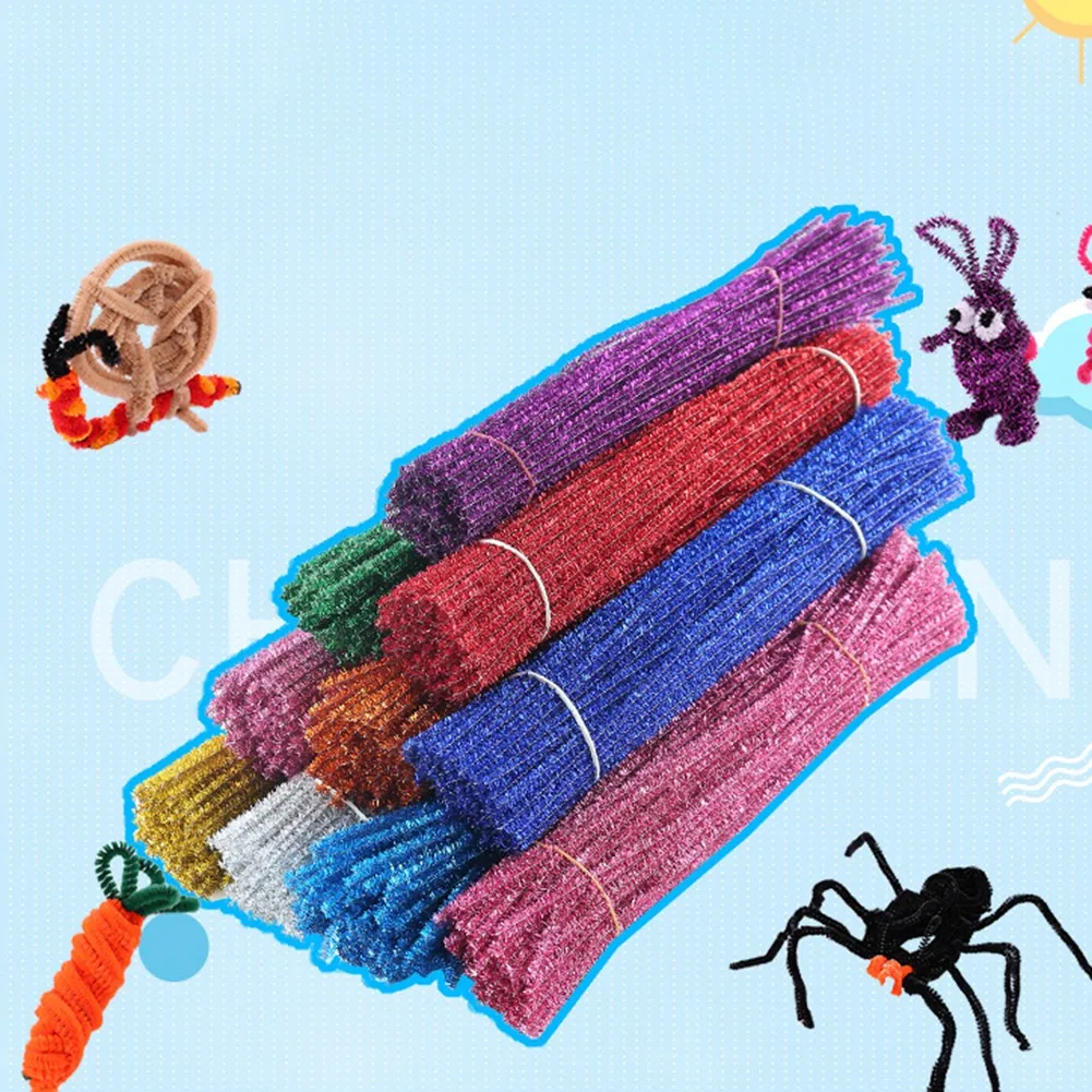 100 шт. 30 см 12 дюймов блестящие рождественские стебли синели для поделок плюшевые