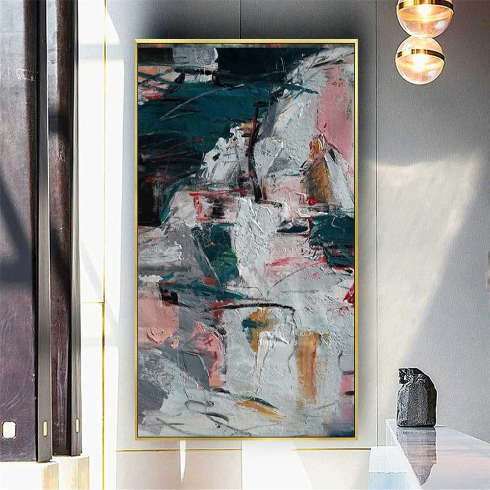 

Modern painting decor home Nordic hand drawn doodle style abstract oil painting on canvas Palette thick oil knife picture crafts