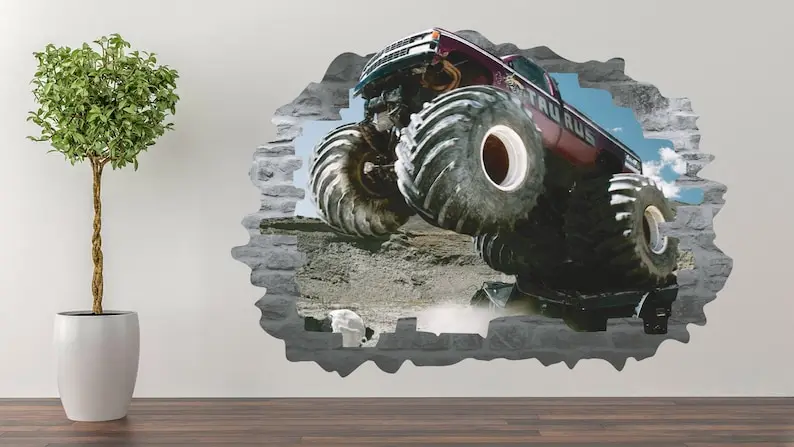 

Monster Truck Wall Decal Room or Game Room Art Decor Sticker Vinyl A-338