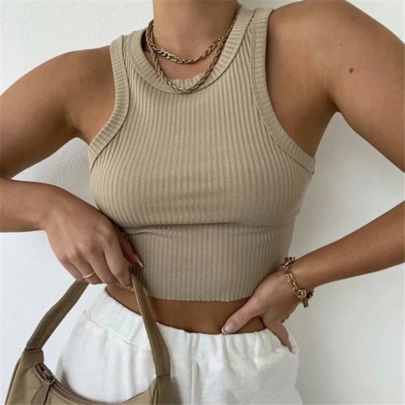 

Sexy Crop Top Casual Sport Tank Tops Women Stretchy T-shirt 2022 Summer Ribber Solid Vest Y2K Shirts Female Off Shoulder Sweater