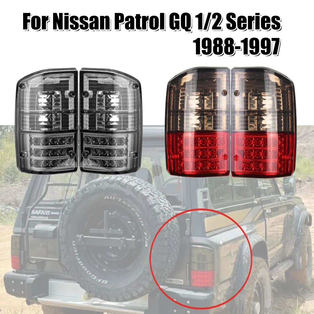 Задний фонарь для Nissan патруль GQ 1988-1997 Серия 1 2 26555-05J00 черный/красный дымчатый