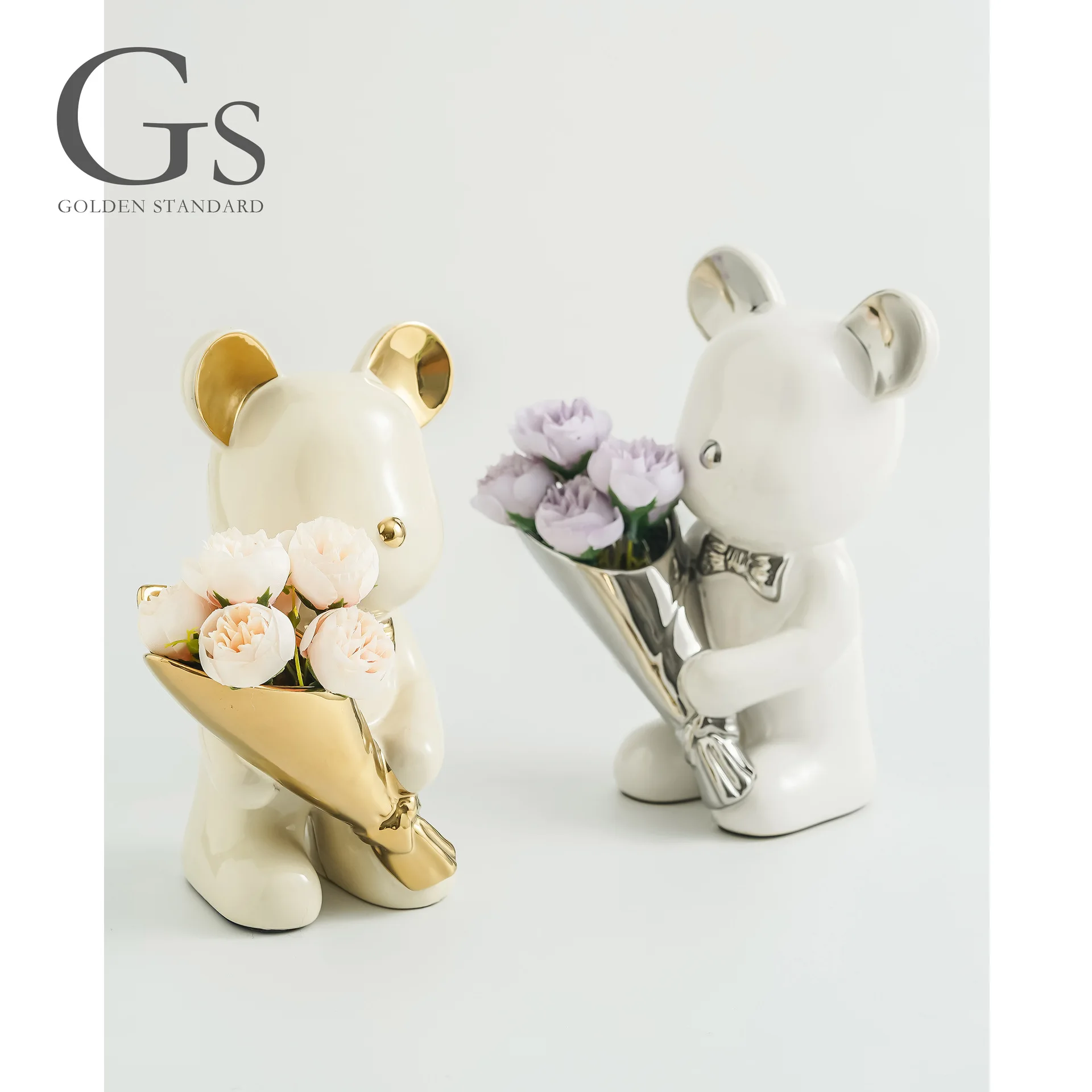 

Украшение керамическое с медведем, имитация букета в гостиной, ручная работа, для дома, входного шкафа, телевизора