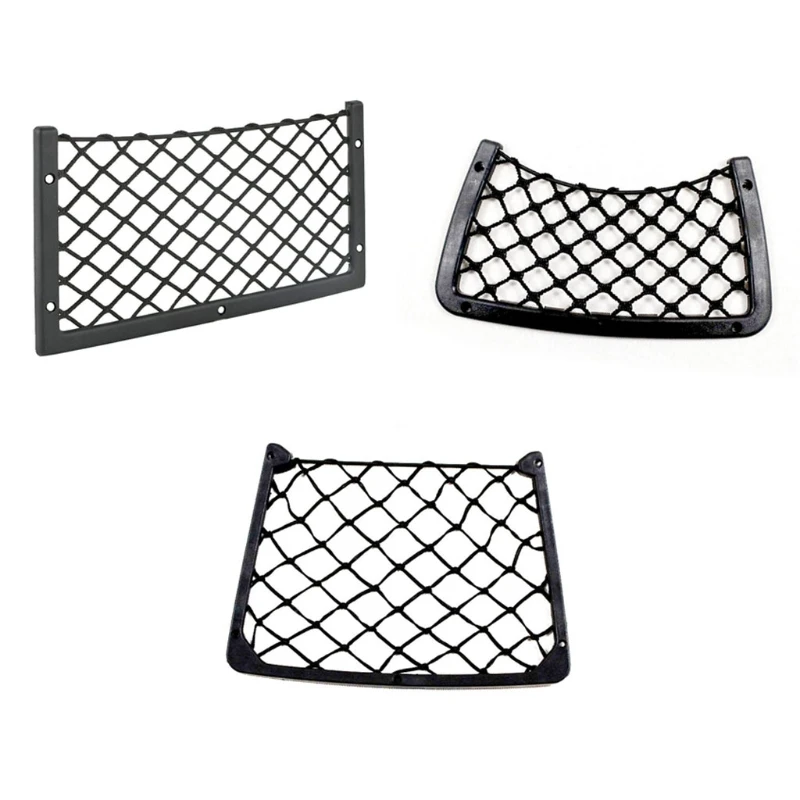 

Black Net Car String Bag Frame Mesh Netting Chart Pocket Bus Hall Backrest Rear Cargo Net Framed Stretch Mesh T3EF