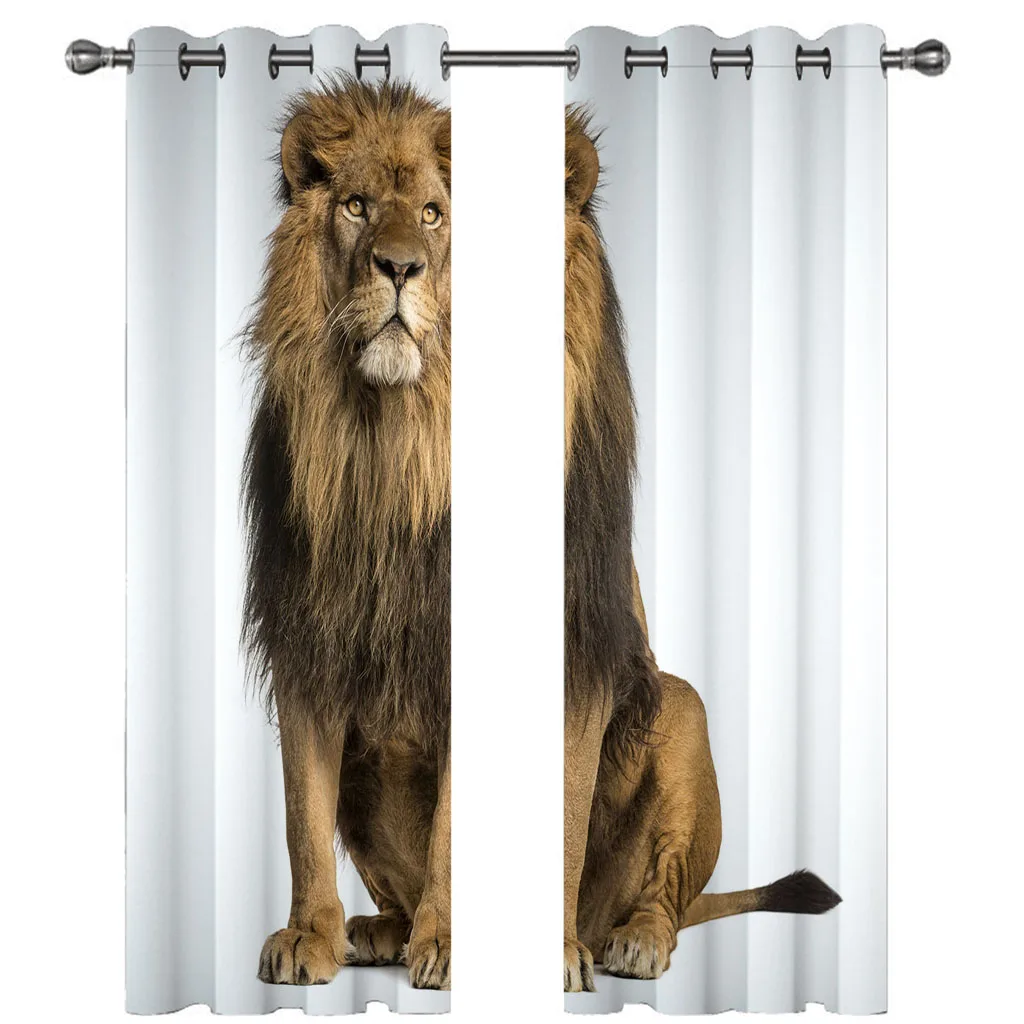 Индивидуальные шторы для комнат животные в джунглях лев 2 шт. современные плотные