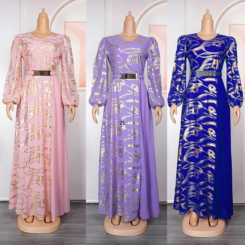 Muslim Fashion Hijab Dubai Abaya Long Dresses With Sashes Islam Clothing African Party Dresses for Women Robe Musulman Djellaba