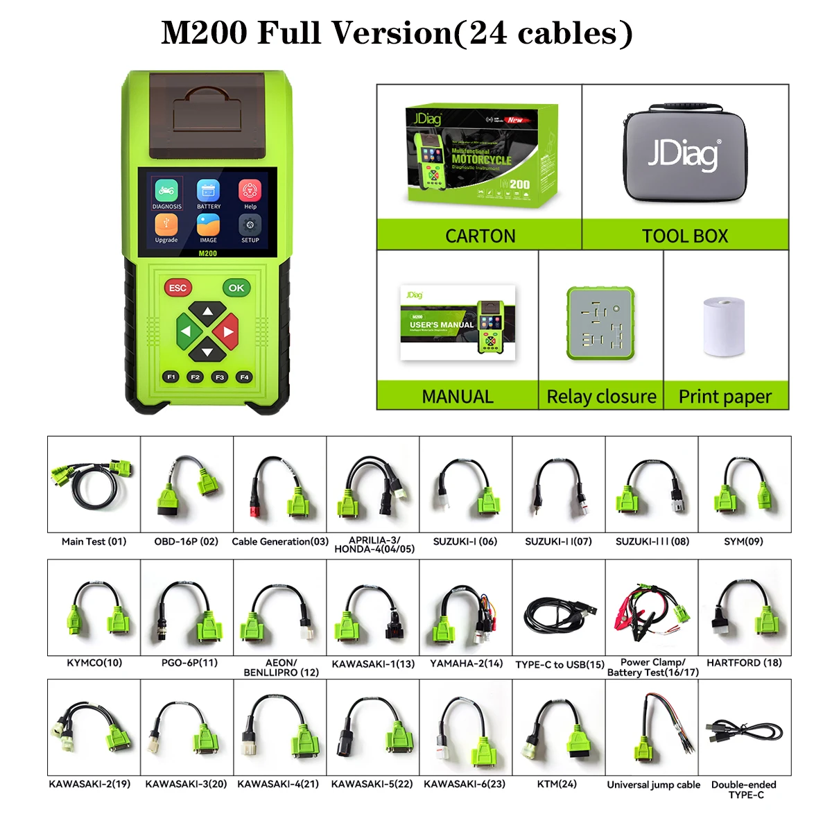 Диагностический OBD2 сканер JDiag M200 для мотоциклов устройство чтения кодов