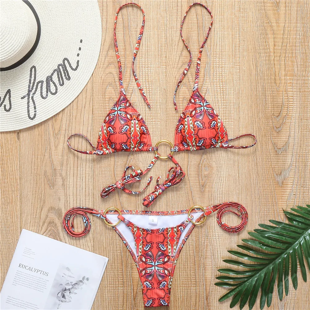 

2022 European and American Sexy Swimsuit Banded Bikini Bikini with Iron Hoop V Waist Brazil Swimsuits White Swimsuit Women