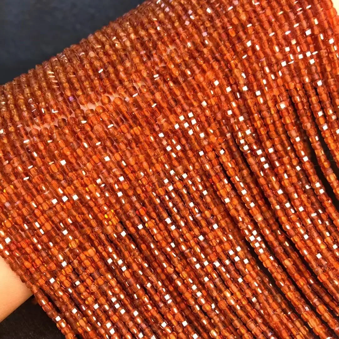 

Natural orange garnet 2.5mm cube faceted 38cm beads for necklace bracelet jewelry making wholesale