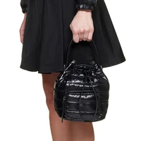 luxury space cotton drawstring bucket handbag for women winter crossbody bag designer wide shoulder strap down bag bali purse