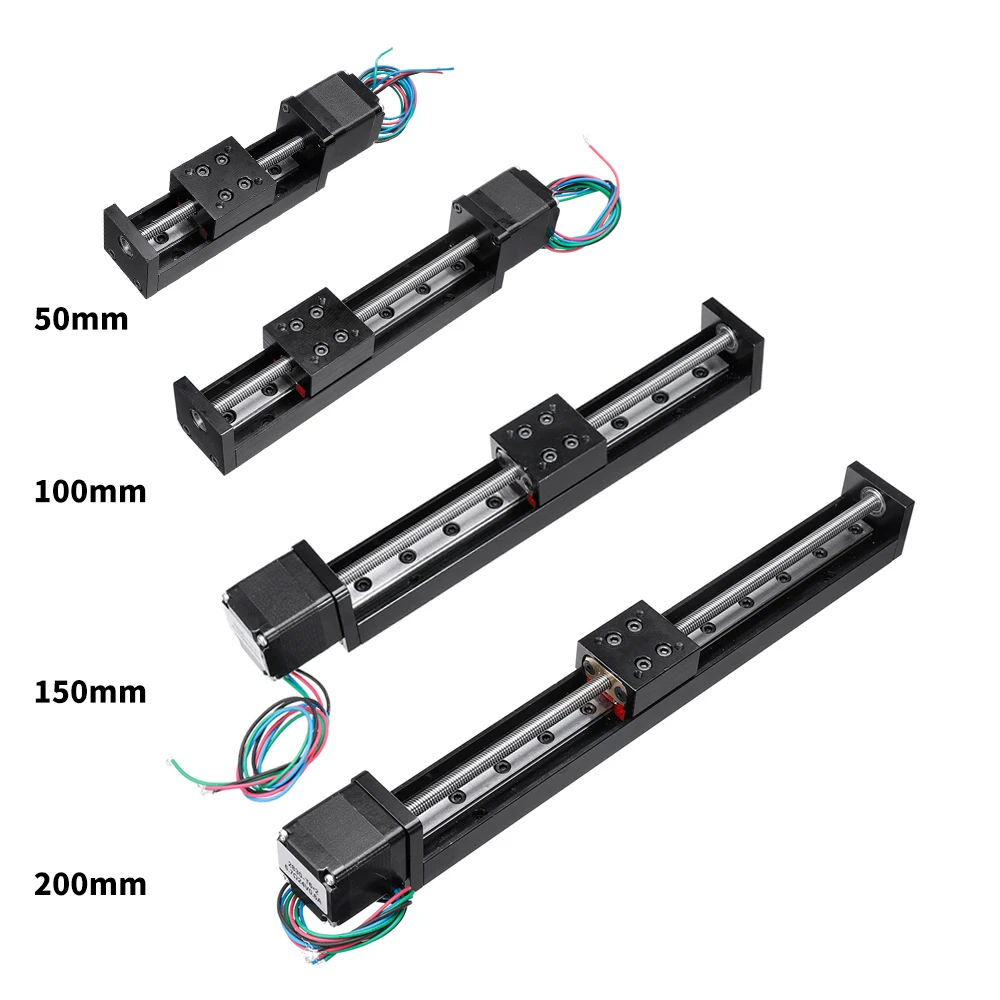 CNC 3D Printer Linear Rail Guide T-type Mini Actuator 50mm 100mm 150mm 200mm Stroke Sliding Table &amp Nema11 Stepper Motor |