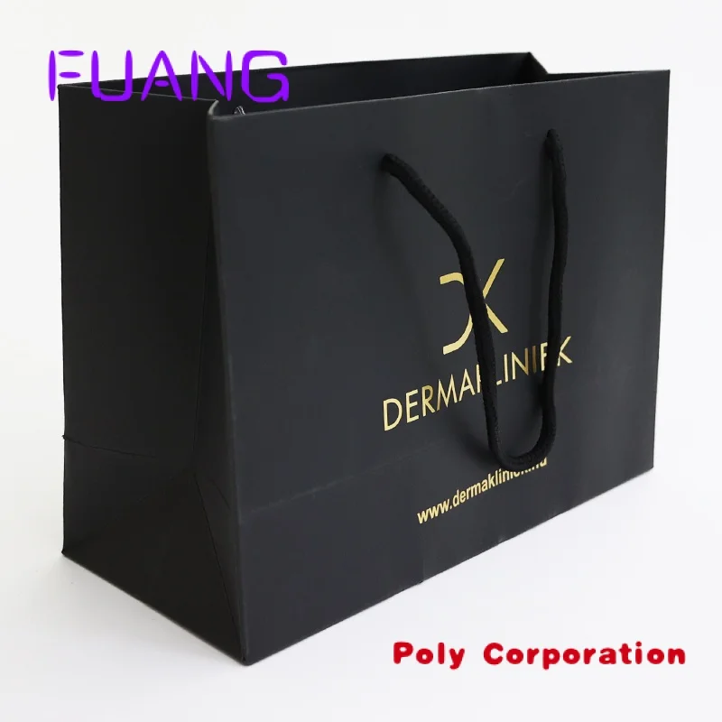 Custom Personalized  print logo Black  Eco-Friendly  personalized With logo Gift Bag Shopping Paper Bags