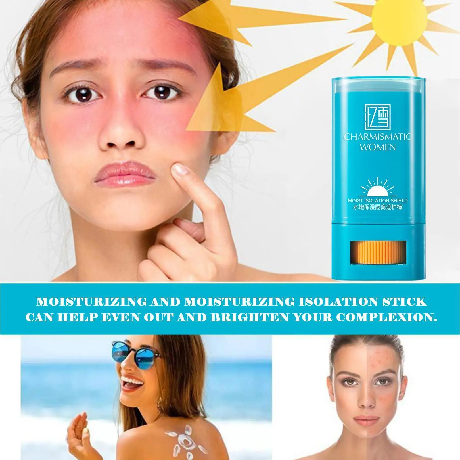 

Sunscreen Isolation Cream Sunblock Stick Body Whitening Brightening Sunscreen Cream UV Protector Moisturizing Concealer N6W1