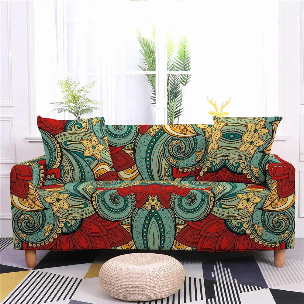 

European Style Floral Print Big Sofas Spandex Material Elastic All-inclusive Sofa Covers Living Room Modular Sofa Cover Home