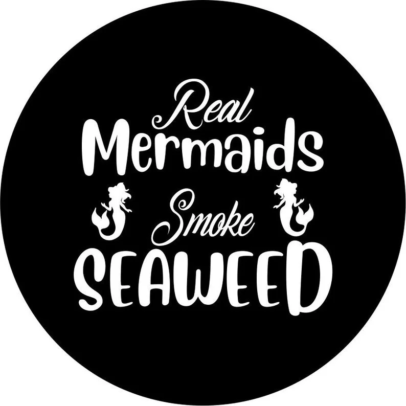 

Real MERMAIDS Smoke SEAWEED Spare Tire Cover for any Vehicle, Make, Model and Size - Jeep, RV, Travel Trailer,