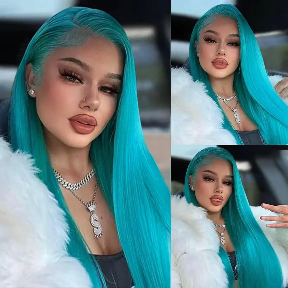 13x4 предварительно выщипанная линия волос HD прозрачные кружевные светло-голубые