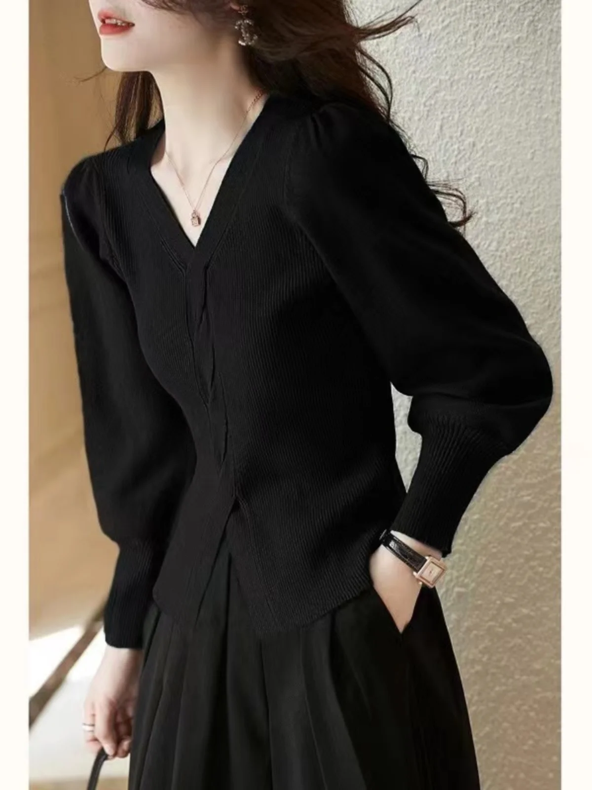 2024 ранняя осень новый шерстяной свитер женский модный вязаный с длинными