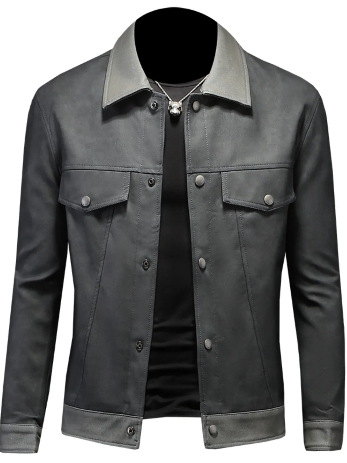 Marvel Poison Leather Coat Outerwear Men's Spring and Autumn New Lapel Trendy Slim fit Handsome Casual Soft Motorcycl...