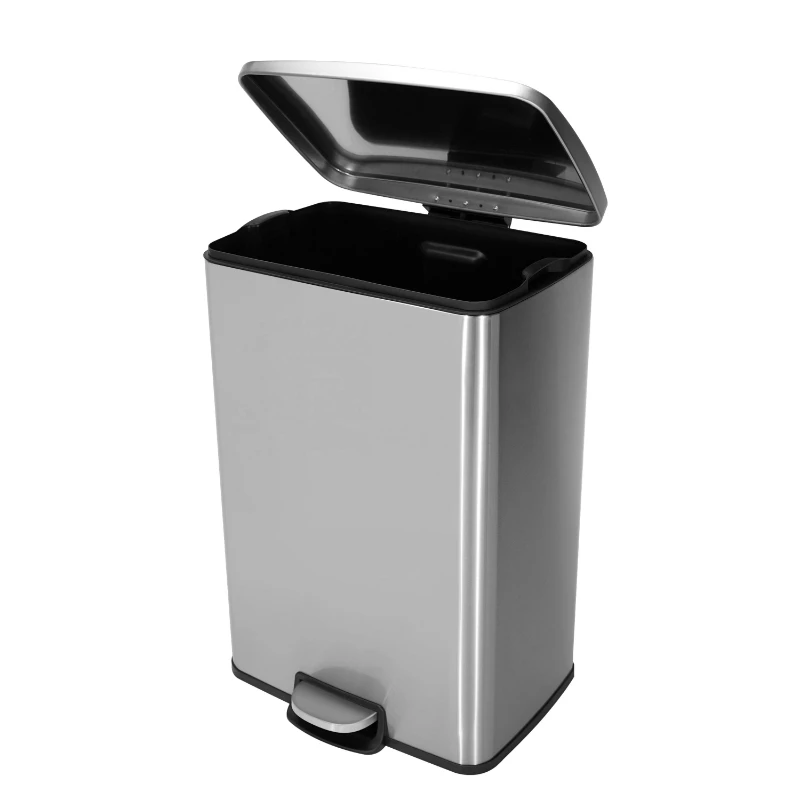 

50L Rectangular Trash Can Modern 13 gallon waste bin Stainless Steel pedal Garbage Bin