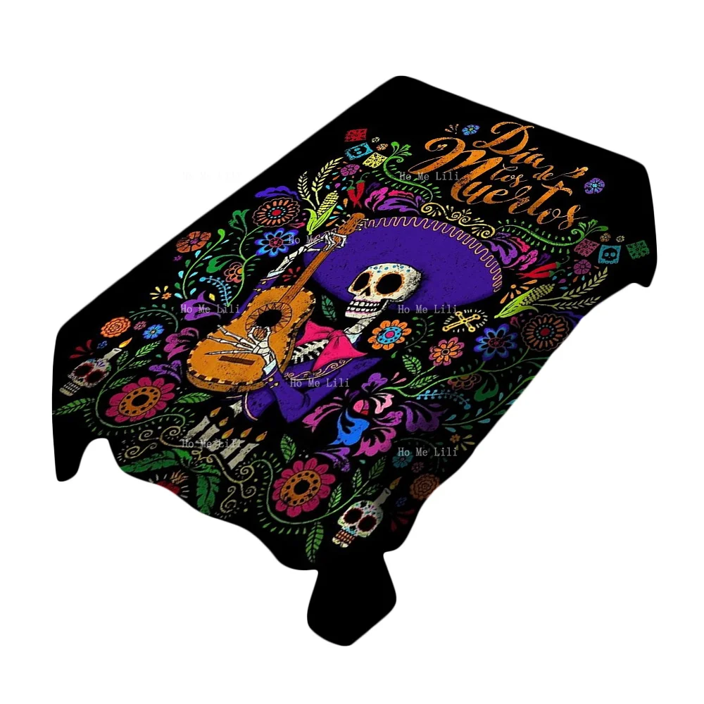 

The Guitar Playing Skeleton Is Surrounded By Flowers On The Mexican Festival Of The Tablecloth By Ho Me Lili For Tabletop Decor