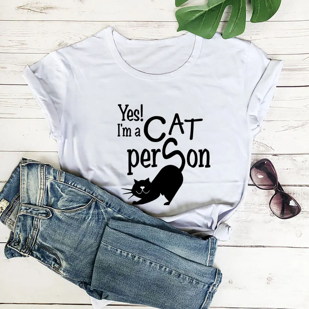 

I'm A Cat Person New Arrival Cat Mom Shirt 100%Cotton Women Tshirt Unisex Funny Summer Casual Short Sleeve Top Pet Lovers Gift