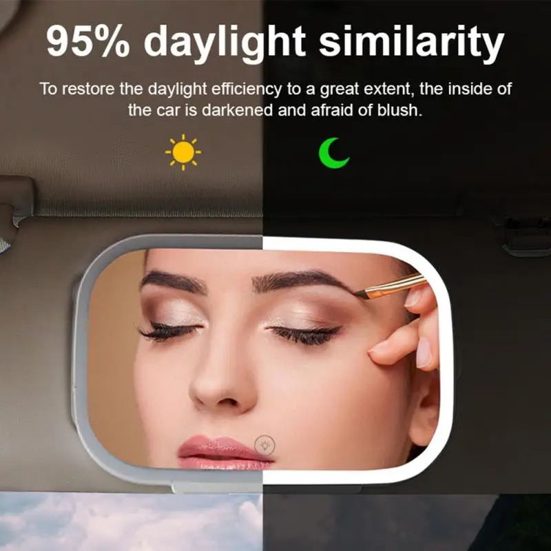 

Portable Passenger Dressing Mirror Multifunctional Universal Car Visor Makeup Mirror 30 Led Led Light Touch Makeup Mirror