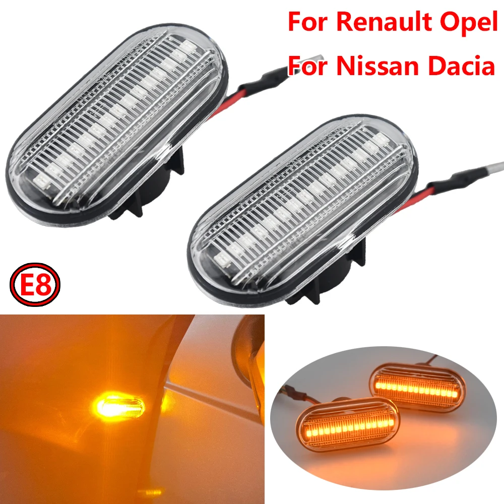 

Светодиодный динамический боковой указатель поворота для Renault Clio 1, 2, KANGOO ESPACE, MEGANE, Teddy MASTER светильник для Nissan, Opel Smart, FORTWO