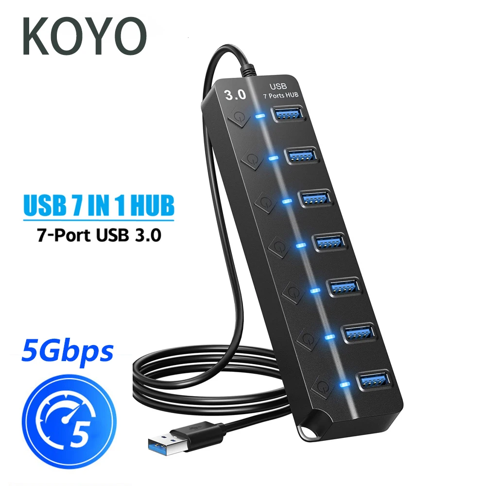 

USB-разветвитель, 7 портов, 4 порта, 3,0 см