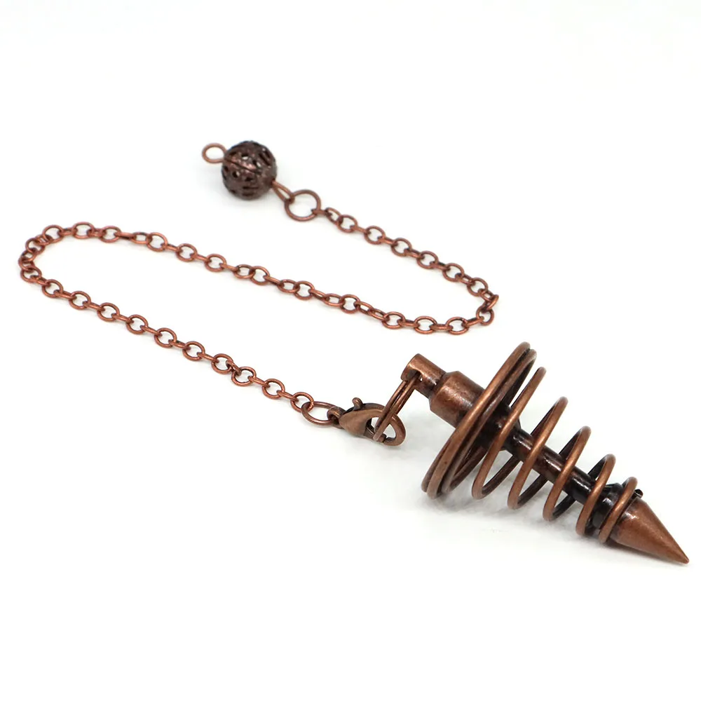 Металлический маятник для гадания подвески спиральный маленький конус медные