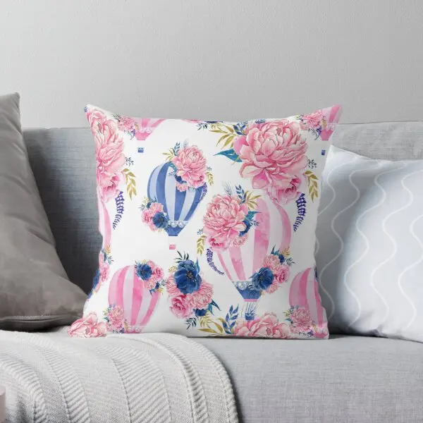 

Hot Air Balloon Pattern Printing Throw Pillow Cover Decor Sofa Bedroom Car Wedding Hotel Cushion Throw Soft Pillows not include