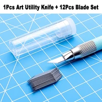 art utility knife cutter with 12 blades set paper cutting pen knives handicraft carving engraving sculpture tool diy stationery