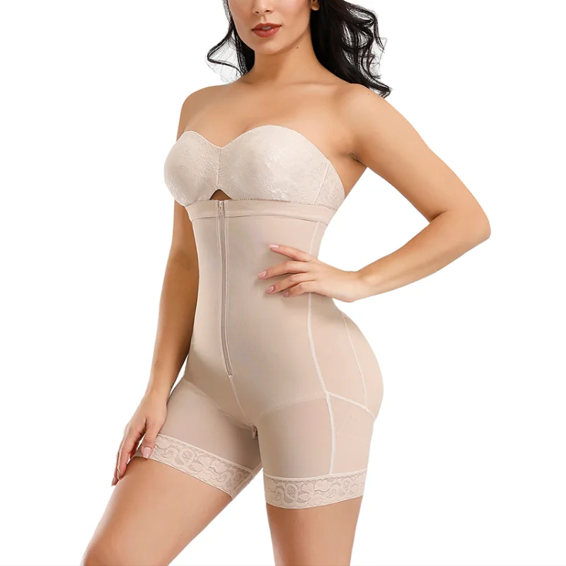 

Woman Postpartum Belly Control Sculpt Latex Colombians Waist Trainer Bodysuit Slim Zipper And Hook Shapewear Open Bust Corset