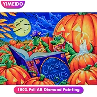 yimeido handmade diy full square diamond 100 ab diamond painting dinosaur moon embroidery zipper bag animal pumpkin home decor