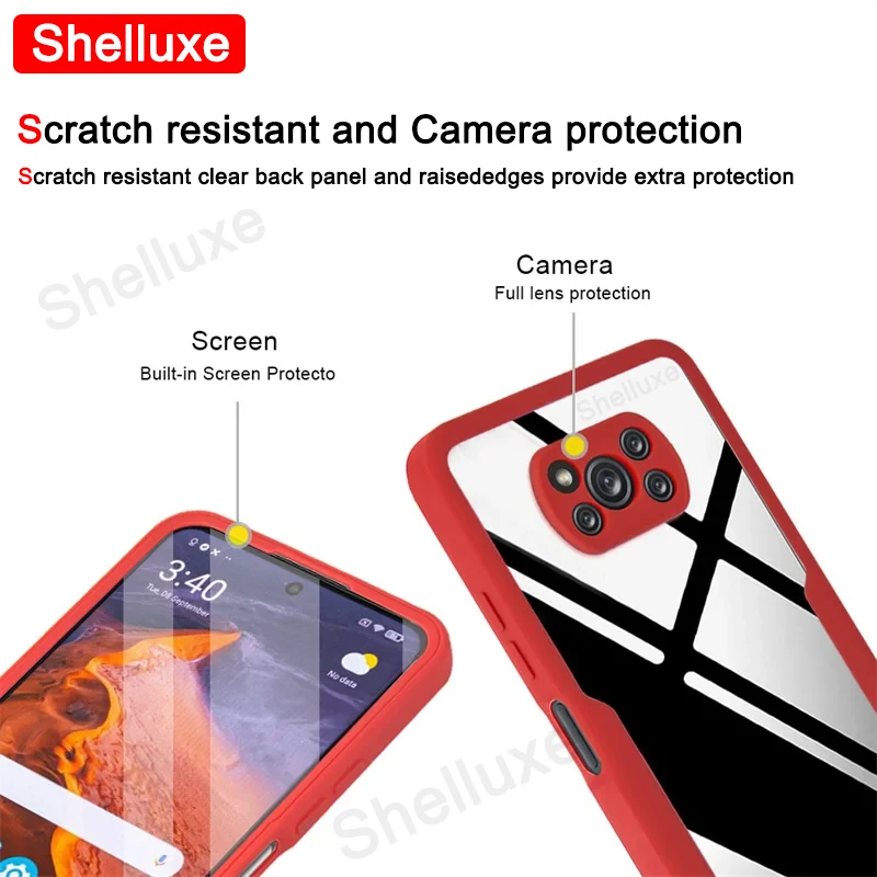 360-градусный прозрачный чехол с полным корпусом спереди и сзади Shelluxe для Xiaomi POCO X3