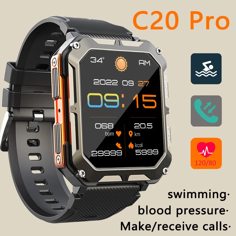 

C20 PRO 2023 Newest upgrade Smart Watch Bluetooth call blood pressure detection IP68 waterproof Men swim dive sports Smartwatch