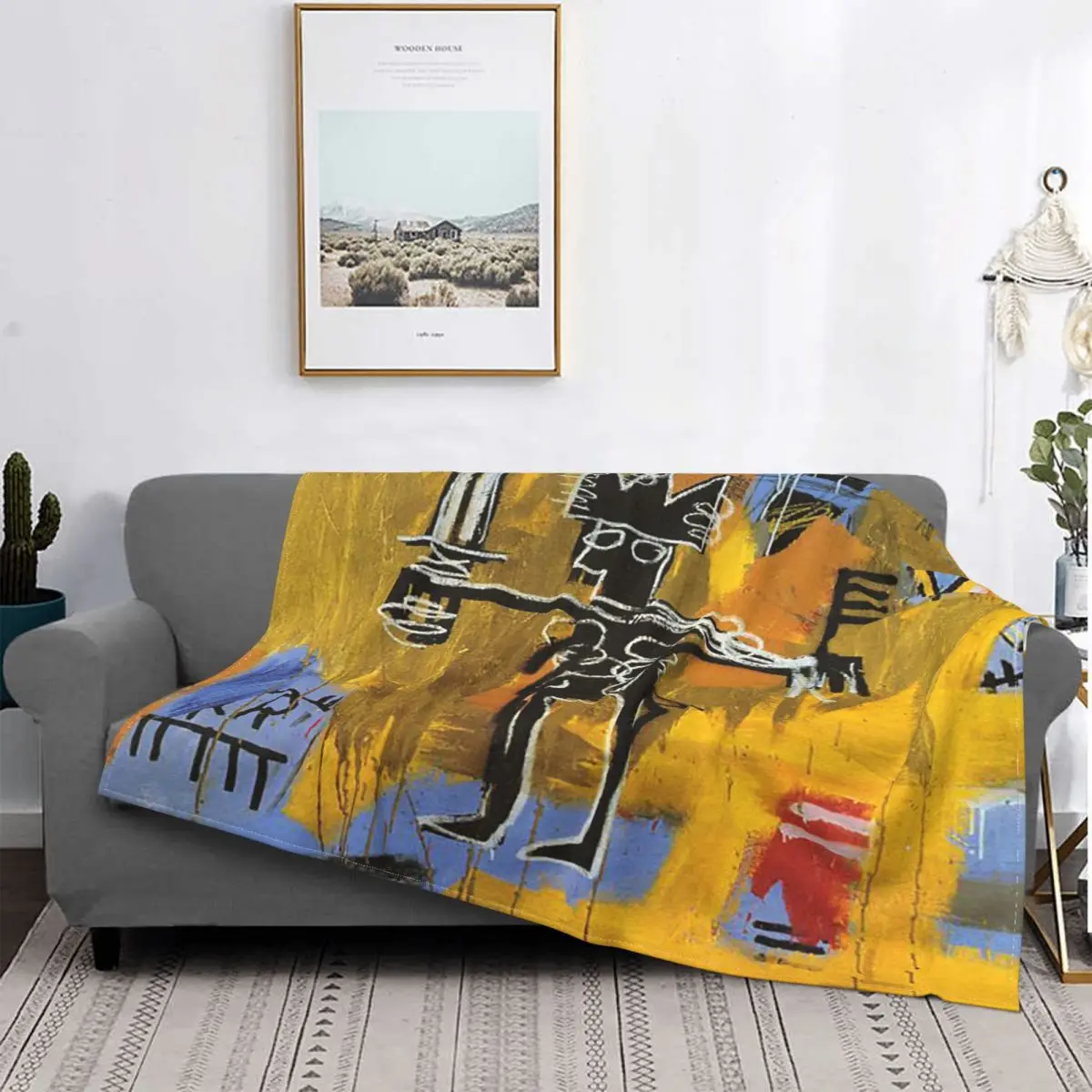 Basquiat-Manta de forro polar ultrasuave para cama, colchas de oficina, arte Pop, transpirable, famoso grafiti, Otoño/Invierno