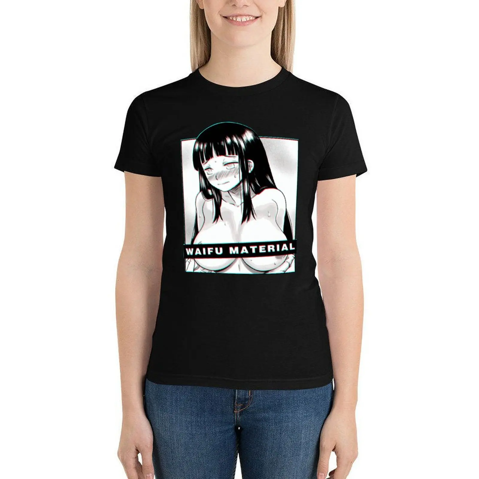 

Waifu Material Tee Shirt Sexy Cotton Oversize Women T Shirt Short Sleeve Simple Tshirt