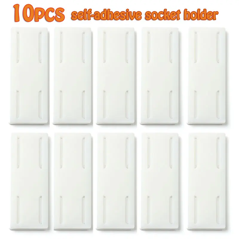 

1/5PCs Punch-free Plug Fixer Self-Adhesive Socket Holder Plug Fixer Powerful Traceless Wall-mounted Desktop Cable Strip Holder