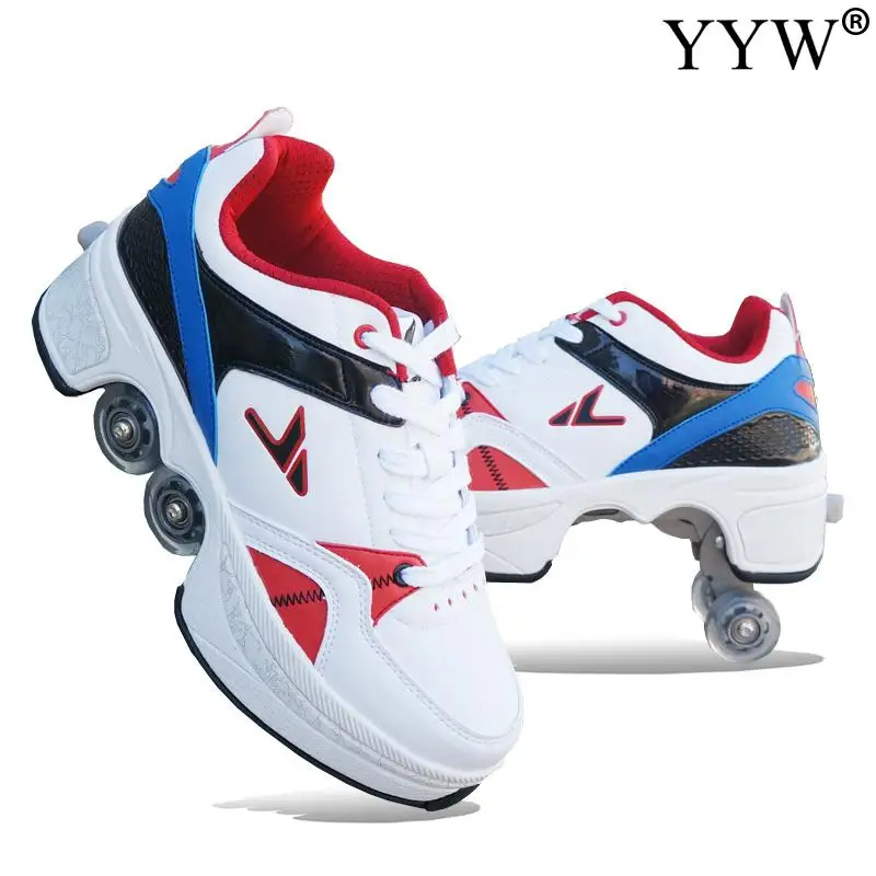 

Shoes Four Wheels Rounds Of Running Shoes 2022 Casual Sneakers Unisex Deform Roller Shoes Skating Shoes