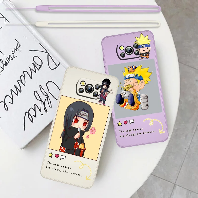 

Good looking naruto cartoon character For Xiaomi POCO F3 X3 NFC GT X2 C31 C3 M2 M3 M4 Pro Liquid Rope Cellular Cover Funda Phone