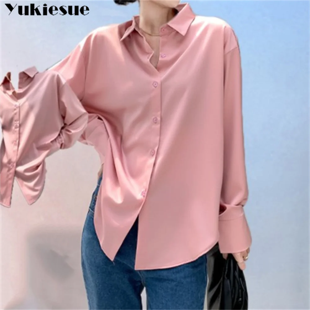 

Elegant Women's summer blouses casual long sleeve satin chiffon woman tops women shirt blouse blusas blusa top female mujer