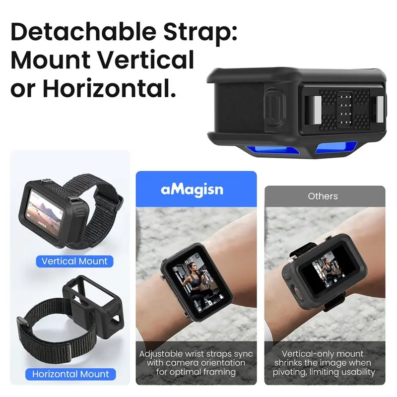 Фото Защитный чехол AMAGISN для камеры DJI Osmo Nano, многофункциональная док-станция Vision, силиконовый чехол с ремешком на запястье №5